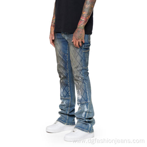 Hight Quality Designers Stacted Fit Denim Jeans